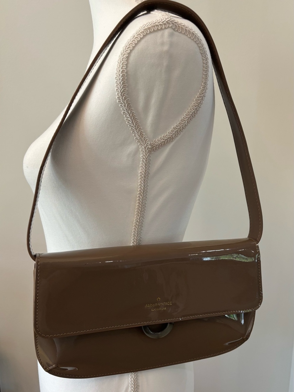 Abbott Vintage Leatherworks Patent Convertible Shoulder & Clutch Bag